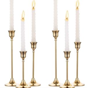 Elegant Gold Taper Candle Holders- Set of 6- New In Box